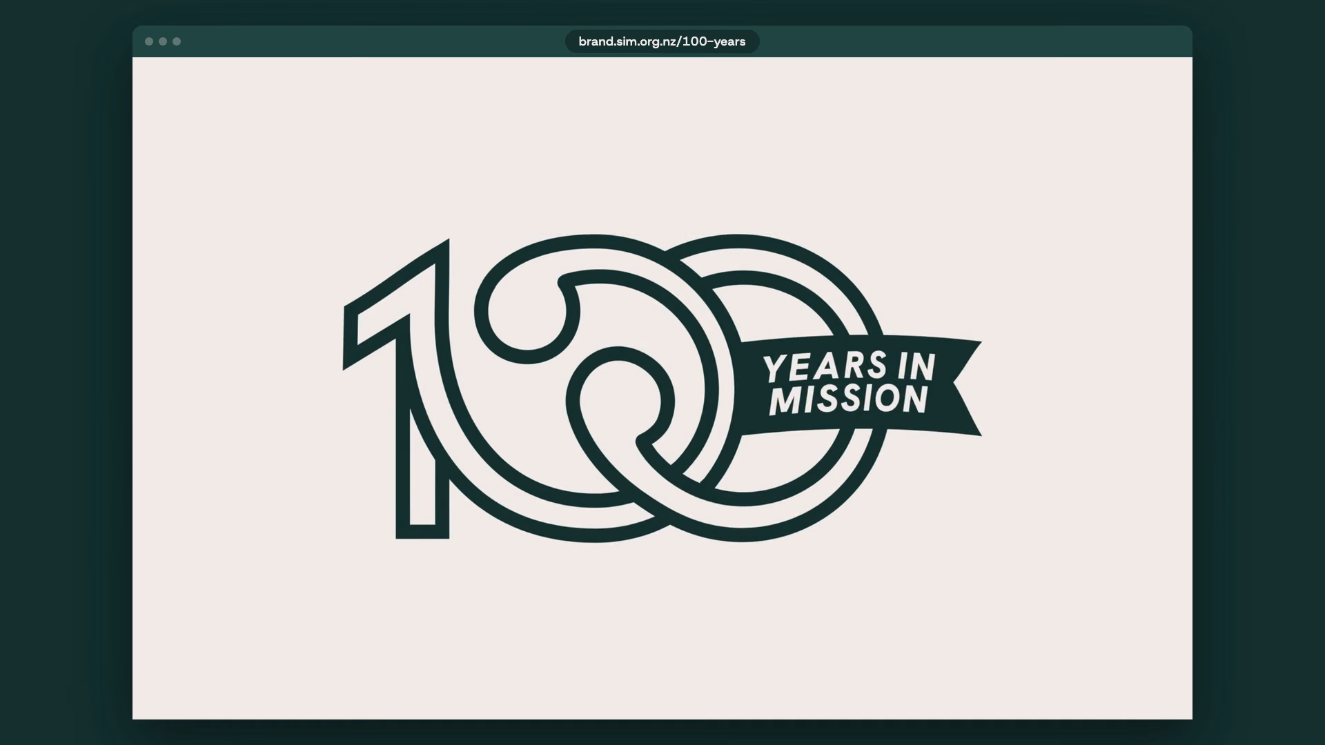 The 100 Years in Mission symbol drawn on its construction grid